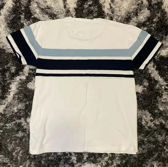 Denim & Flower Ricky Singh Men's White Striped Short Sleeve T-Shirt Size S - Picture 2 of 3